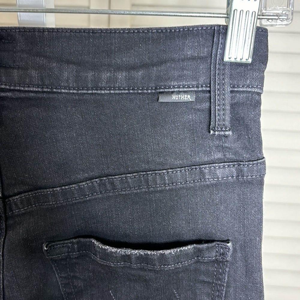 Mother Tippy Top Frisky Flood Not Guilty Black Denim Straight Jeans Size 25 - Picture 11 of 14